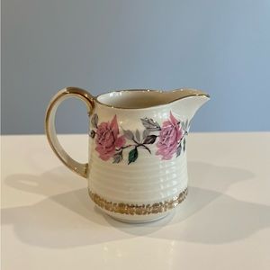 Sadler England Creamer Pink Floral Rose Gold Trim
